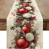 Bandeira de Mesa de Natal Transfronteiriça Nova Decoração de Mesa de Natal Toalha de Mesa Longa de Linho Sintético