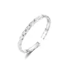 Pulseira Estilosa com Padrão de Ondas e Estrelas para Mulheres, Pulseira Aberta Sólida da Moda Banhada a Prata 999, Gravada com Ondas Cintilantes