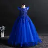 Vestido de Anfitriona para Niños Vestido de Princesa Bordado con Malla para Niños Mayores Vestido para Niñas de Actuación Nocturna