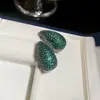 Pendientes de Zirconia Aguja de Plata Gota de Agua Cuadrados de Alta Resistencia con Piedras Preciosas de Colores Pendientes Vintage de Nicho de Gama Alta para Mujer