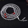 Pulsera de Cristal Blanco Natural Grado 8A Cristal Blanco 108 Cuentas Pulsera Multivuelta Cristal de Té de Mano Pulsera de Citrino