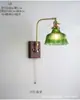 Lámpara de noche estilo nórdico japonés estilo medieval latón nogal cerámica casa de huéspedes atmósfera artística retro lámpara de pared