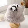 Chapéu de Pescador Feminino Outono e Inverno Novo Estilo Desenho Animado Ragdoll Moda Rosto Exposto Pequeno Chapéu de Bacia Recheado Chapéu Quente à Prova de Frio