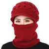 Chapéu de Tricô Grosso Versátil de Inverno com Forro de Lã para Mulheres de Meia-Idade e Idosas, Chapéu com Cachecol Integrado Quente para Mães