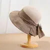 Sombrero de Sol de Paja para Mujer, Protección Solar Primavera y Verano Sombrero de Ala Ancha con Lazo, Estilo Casual de Viaje al Aire Libre Vacaciones Sombrero de Pescador