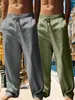 Conjunto de Dos Piezas de Algodón para Hombre Amazon Transfronterizo Primavera/Verano Secado Rápido Color Sólido Cordón Cintura Elástica Pantalones Rectos Hecho a Medida