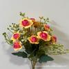 14 Rosas de Chá Artificiais, Flores de Rosa Estilo Europeu, Buquês para Atacado Transfronteiriço, Flores Artificiais para Casamento e Decoração de Casa