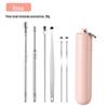Conjunto de Colheres Espirais de Aço Inoxidável para Limpeza de Ouvido Estojo de Couro Doméstico para Limpeza de Ouvido Conjunto de 6 Peças Conjunto de Colheres para Limpeza de Ouvido Ferramenta para Remover Cera do Ouvido