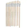 Set de Pinceles para Pintura al Óleo de Cerdas de Cerdo Transfronterizo con Mango de Madera, Pinceles Planos, Pinceles para Gouache, Pinceles para Acrílico y Pinceles Artísticos Especializados