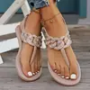 Nuevas Chanclas de Tanga con Pedrería Primavera y Verano Moda para Vacaciones al Aire Libre en la Costa Chanclas Planas para Mujer
