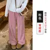 Pantalones de mujer de pierna ancha, holgados, a la moda y casuales, de cintura alta, con finas rayas, bolsillos y un diseño de pierna recta y fluido, hechos de terciopelo de algodón, para otoño e invierno 2026