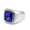 Fábrica de origen Haiteng directo acero inoxidable punk piedra moda personalidad cuadrado gema titanio acero fundición anillo para hombre