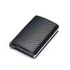 Bolsa para tarjetas de fibra de carbono AliExpress antirrobo cepillado RFID automática elástica para tarjetas aleación de aluminio PU bolsa para tarjetas cartera una