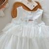 Vestido crema 2025 Nuevo Verano Niños Elegante Moda Vestido Chaleco Sin Mangas Vestido de Princesa Bebé Vestido de Pastel