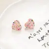 Pendientes de Resina de Color Dopamina con Forma de Corazón Redondo y Aguja Plateada, Lindos y Frescos, Pendientes Simples y Elegantes para Mujer, Cobre