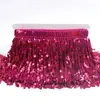 Encaje de flecos de lentejuelas coloridas de 16 cm de ancho, ribete de flecos de cuentas láser iridiscentes, flecos para dobladillo de disfraz de baile latino, cortina