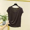 Camiseta Regata de Modal Feminina Primavera e Verão Fina Camisa Básica Gola Redonda Solta Tamanho Grande Cor Lisa Top com Efeito Emagrecedor