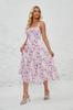 Amazon Transfronteiriço Europeu e Americano Verão Temperamento Sem Mangas Vestido Francês de Alças Fenda Lateral Estampado Vestido de Sol para Mulheres