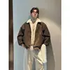Nuevo Abrigo de Algodón con Cuello de Piel Invierno Maillard Lana de Cordero Algodón con Cuero PU Chaqueta de Algodón Gruesa Cálida para Pareja