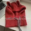 Coreia do Sul Bonito Orelhas Balaclava Chapéu Feminino Inverno Quente Proteção de Orelhas Chapéu de Lã À Prova de Frio Malha Pescoço Integrado
