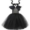 Vestido de hechizo para dormir para niños, disfraz de bruja de Halloween, cosplay de niña, minifalda de malla negra