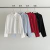 Evertrue 2025 Estilo Coreano Otoño Nueva Camisa Bordada con Solapa y Letras de Manga Corta Larga Ropa para Mujer 61783