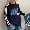 Camiseta de Manga Larga de Algodón Puro para Niños con Tres Rayas de Moda Bestseller de Primavera y Otoño Top Base Fresco y Holgado para Niños ins