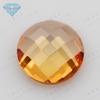 Huagang Gem redondo fundo plano tartaruga rosto champanhe zircão pedra nua contas soltas coloridas sintéticas incrustadas pingente jóias