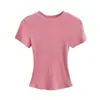 El ajuste es perfecto, Camiseta Básica de Manga Corta con Cuello Redondo de Corte Ajustado Skims Kardashian para Mujer, Top de Verano Ajustado que Cubre el Cuerpo