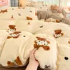 Conjunto de Cama de Veludo de Leite Espesso de Inverno Quatro Peças Novo Conjunto de Três Peças de Lençol com Capa de Edredom de Coral Fleece Flanela Roupa de Cama