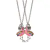 Collar de Parche de Gato Unicornio de Dibujos Animados Estilo Europeo y Americano Colgante de Corazón de Amistad Bff Conjunto de Cadena para Clavícula