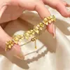 Joias folheadas a ouro novo estilo chinês textura escovada borboletas voando pulseira para mulheres luxo leve toque de alta qualidade joia de mão