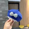 Boina de Tricô Outono para Meninas Infantis Chapéu de Urso Xadrez com Laço Chapéu de Abóbora Chapéu de Pintor Fofo