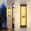 Lámpara de pared para villa, pilar de puerta o valla, para exteriores, impermeable, estilo chino nuevo, balcón, patio exterior, pared exterior, lámpara solar