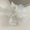 Goma para el pelo de malla grande con perlas estilo coreano, con un toque de alta gama, Delicada liga para coleta con hilo plateado, Versátil y realza el volumen del cabello