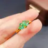 Anillo de Esmeralda Natural Transfronterizo Accesorios para Mujer Nicho Alta Gama Joyería de Plata 925 5*5+6*6 Ventas Directas de Fábrica de Joyería