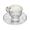 Xícara de Café com Pires Nova Borboleta com Bordas Douradas 80ml Cristal Ecológico - Lyor