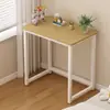 Mesa de computador moderna minimalista, escrivaninha de aço e madeira para uso doméstico, mesa de escritório para uma pessoa, adequada para apartamentos pequenos e quartos, mesa de estudo e escrita