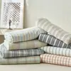 Hilo de Algodón Puro Teñido en Hilo Algodón Lavado Sábanas de Cama Algodón Simple Sin Estampar Suministros de Fabricante Sábanas para Cama Estilo Japonés Buena Calidad Sábanas al por Mayor