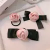 Pinza para el pelo con lazo de rosa rosa para mujer, elegante de alta calidad, estilo Chanel, pinza para flequillo de rosa, pinza lateral, accesorios para el cabello
