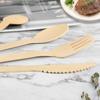 Faca de bambu descartável, garfo e colher pacote independente Ecologicamente correto Degradável Tableware Bolo Bambu Sobremesa Garfo Colher Bife Faca e Garfo