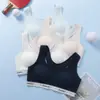 Sujetador para adolescentes, fino, transpirable, amigable con la piel, adecuado para estudiantes de secundaria y preparatoria, con copas fijas, chaleco deportivo a prueba de impactos para correr