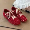 Zapatillas de entrenamiento alemanas de moda de doble tira con corte profundo para mujer, nuevas de 2026, estilo vintage, planas, casuales, versátiles, de nicho, con lunares, modelo Cortez