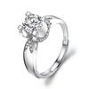 Anel de Joia Transfronteiriça Imitação de Moissanita Feminino Estilo Ins Aberto Ajustável Nicho Acessível Luxo High-End Anel de Zircônia