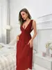 Pijama sedutor sexy perspectiva longa camisola sexy pura doce roupa de casa conjunto decote V cintura SHEIN