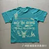 26Ss Camiseta de Manga Corta Ancha con Tachuelas Estampada Cuello Redondo Holgada R3Bel Lavada y Desgastada Retro Europea y Americana para Hombre Tendencia