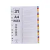Papel con Paginación, Papel Clasificador de Hojas Sueltas, Papel Índice, 50 Páginas, 100 Páginas, A4, Plástico Gris Colorido, Separadores de Papel de 11 Agujeros
