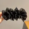Pinza de plátano de tela de lunares estilo francés para mujer, pinza de pelo grande para la parte trasera de la cabeza, pinza de garra vertical de alta gama y exquisita para coletas altas