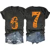 Camiseta Estampada Tendência Manga Curta Plus Size 100kg para Mulheres, Estilo Verão, Caimento Solto, Marca de Moda High Street, Camiseta Básica Gola V