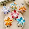 Pinza de Tiburón para Agarrar el Cabello con Flor de Huevo Degradada Dulce para Mujer, Estampado de Flor de Bauhinia, Moda para Vacaciones en la Playa, Accesorio para el Cabello Versátil
